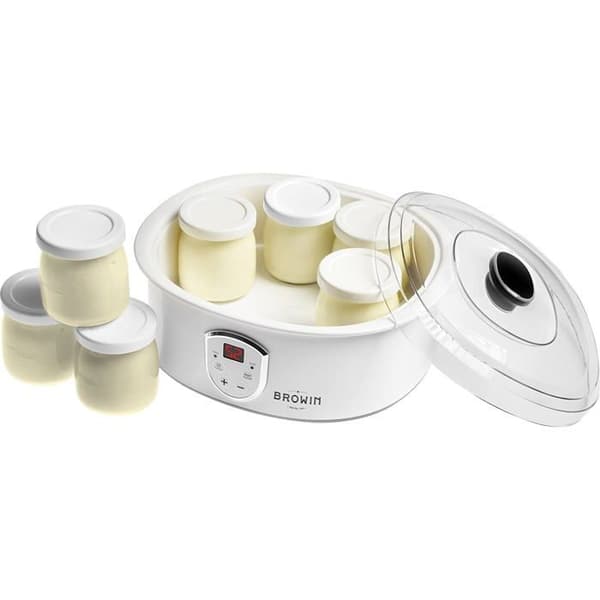 Yoghurtmaskin - Browin ostmaskin - 801015 - Yoghurtmaskin med termostat och glas, 7 yoghurtgrytor med lock, 1,3 l, 20 W