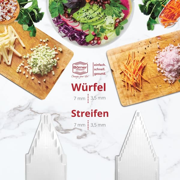 Borner V3 V-skärare professionellt set, gurkskärare, grönsaksskärare, grönsaksskärare, pommes fritesskärare