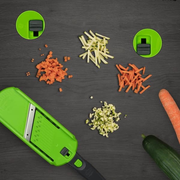 Borner Multi Dicer & Slicer grøntsags rivemaskine frugt pålæg mini pålæg julienne pålæg løg snitter tynde striber frugt og grønt pålæg grøn/grå
