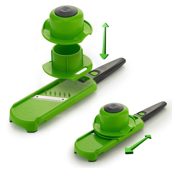 Borner Multi Dicer & Slicer grøntsags rivemaskine frugt pålæg mini pålæg julienne pålæg løg snitter tynde striber frugt og grønt pålæg grøn/grå