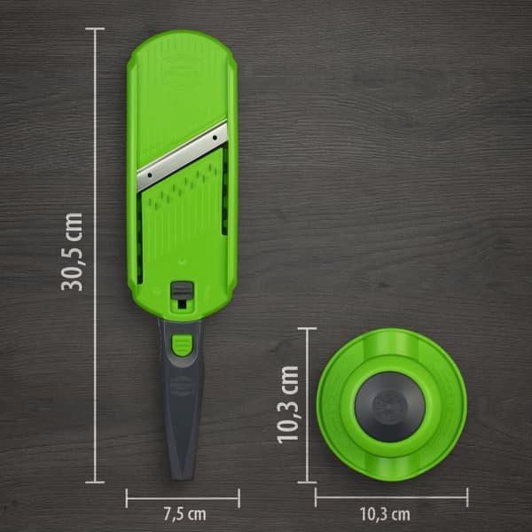 Borner Multi Dicer & Slicer grøntsags rivemaskine frugt pålæg mini pålæg julienne pålæg løg snitter tynde striber frugt og grønt pålæg grøn/grå