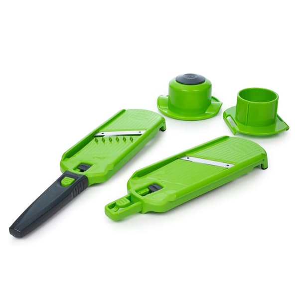 Borner Multi Dicer & Slicer grøntsags rivemaskine frugt pålæg mini pålæg julienne pålæg løg snitter tynde striber frugt og grønt pålæg grøn/grå