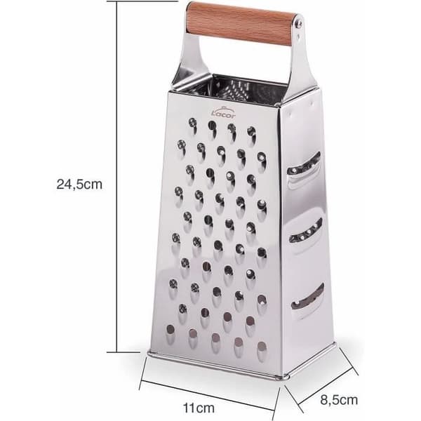 4-sidig rivjärn - Lacor - Rostfritt stål - Trähandtag - Tål diskmaskin - 190g