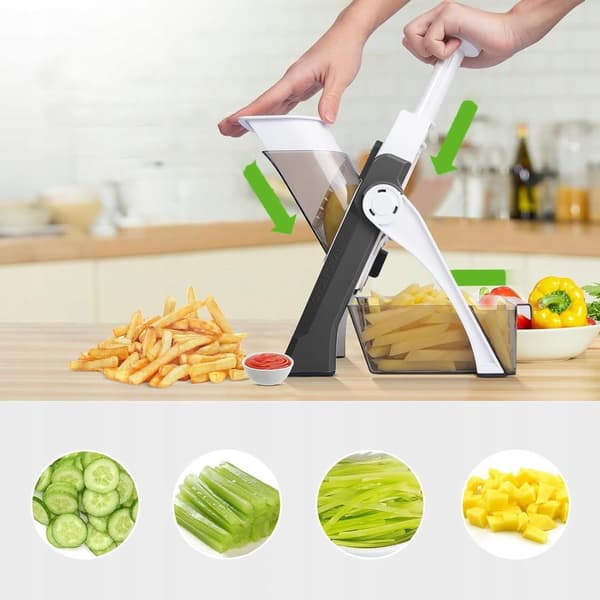 Grönsaksskärare Multifunktionell hackare Justerbar tjocklek på pommes frites