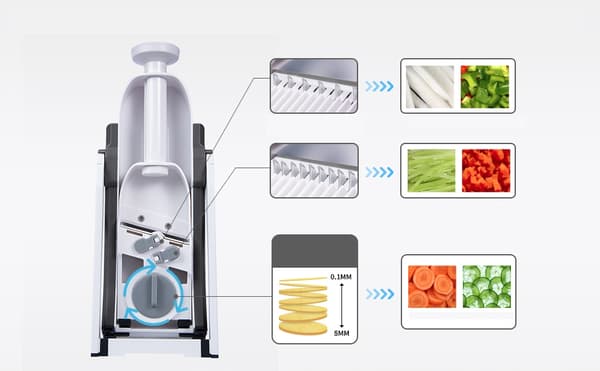 Grönsaksskärare Multifunktionell hackare Justerbar tjocklek på pommes frites