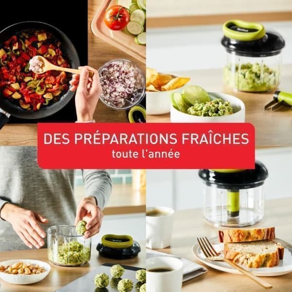 Manuell hackare och mixer - TEFAL - K1320404 - 900 ml - Rostfria blad - Lätt att rengöra