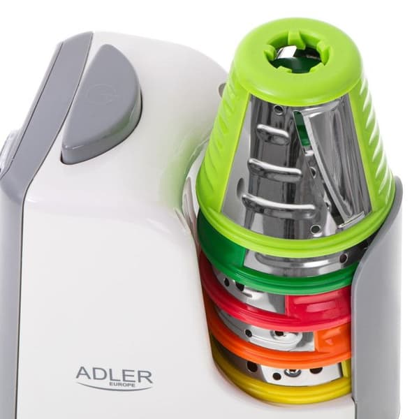 ADLER EUROPE AD4815 Elektrisk grönsakshackare, rivjärn med 5 spetsar inklusive rivjärn, effekt 150 W