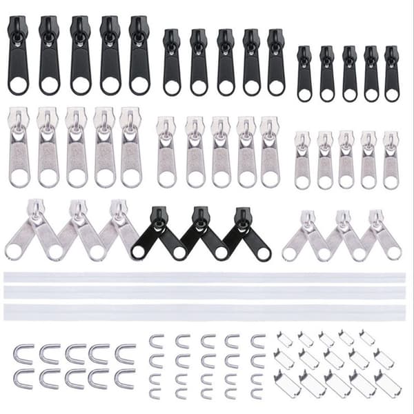 INF 87 st Nylon Dragkedjeset #3, #5, #8 - Vita Metalldragkedjor