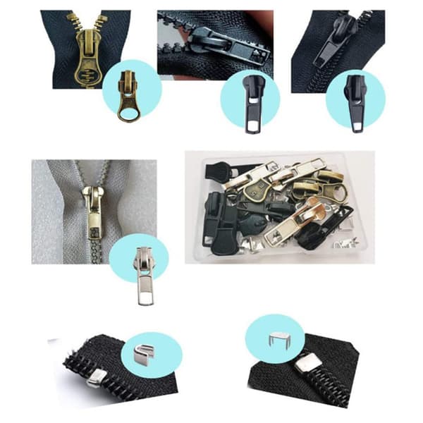 INF 48 st Dragkedjereparationssats Svart & Silver Metall Dragkedjor 5