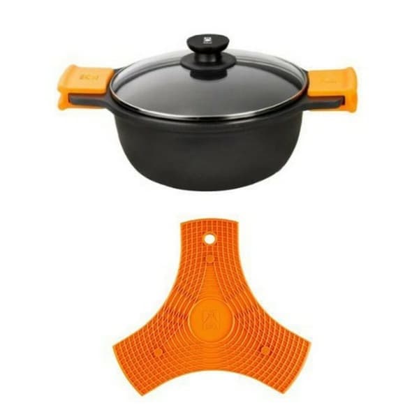 Gryde Med Glaslåg BRA A270332 8,3 L Ø 32 cm Sort Metal Aluminium Støbt aluminium