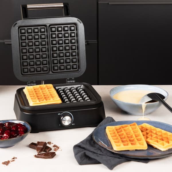Belgisk vaffeljern DeLuxe klaver sort