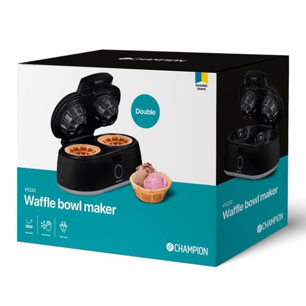 Våffelskålsjärn Dubbelt 1000W VS220 Svart