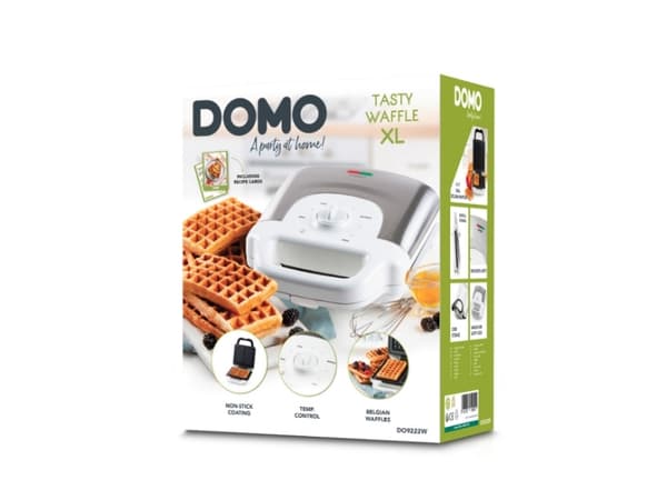Domo DO9222W, 2 våffla/våfflor, Rektangulär, Svart, Vit, 900 W, 302 mm, 243 mm