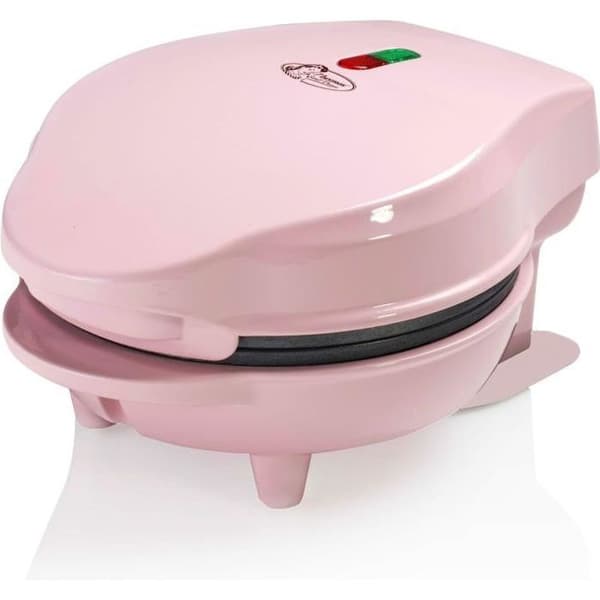 Bestron Mini våfflor för klassiska våfflor, Liten våffelbryggare med non-stick beläggning, Retro design, 550 Watt, Färg: rosa
