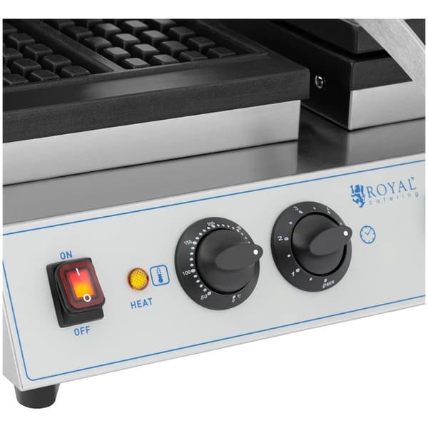 Royal Catering Dubbelt fyrkantigt våffeljärn - Belgiska våfflor - 2 x 1,500 W