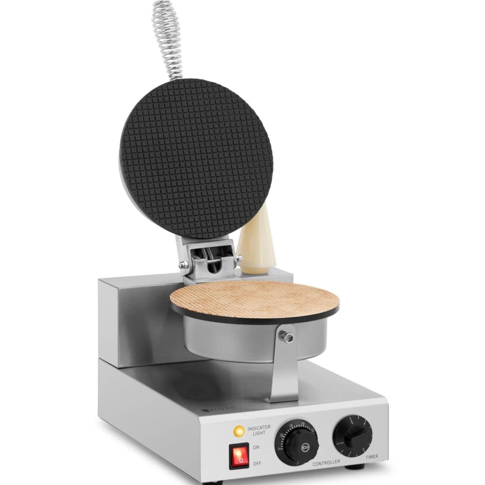 Royal Catering Våffeljärn - för glassvåfflor - 1000 W - 0 - 5 min timer - 50 - 300 °C - Royal Catering