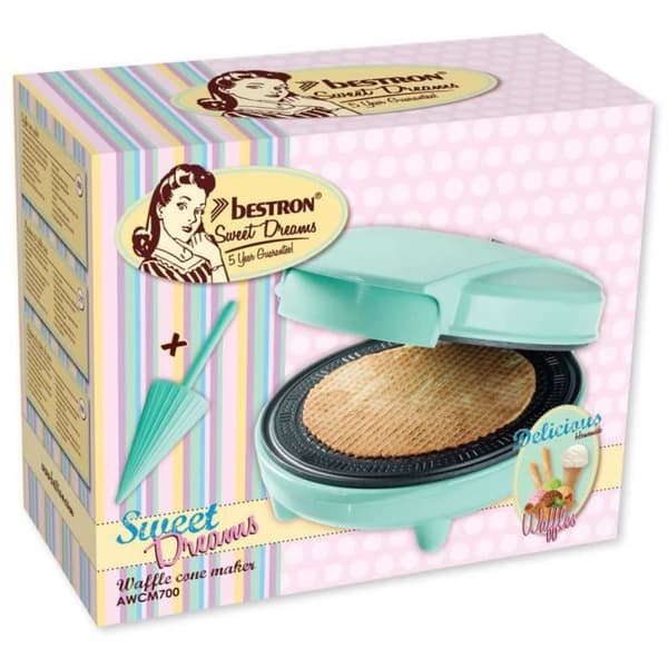 BESTRON AWCM700 - Cone Maker, med kon, non-stick belagd croissantjärn, 700 Watt - Mintgrön