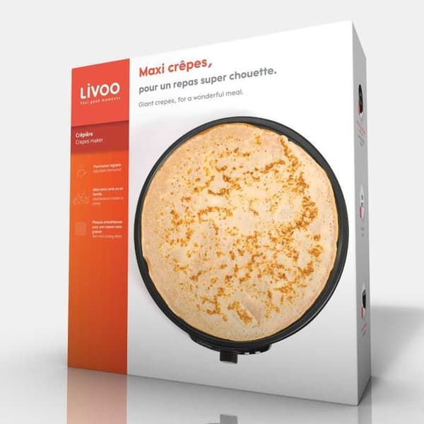 LIVOO DOP196 Crepe Maker 30cm 1000W - Svart