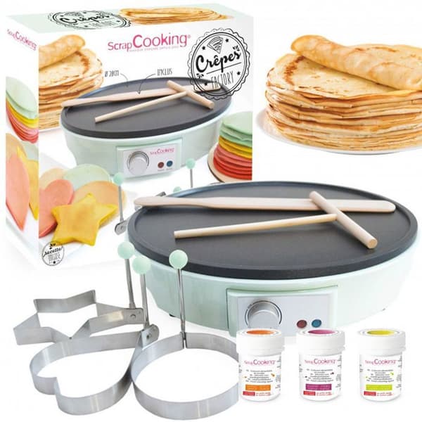 Crepefabrik och 3 matfärger - citronorange lila