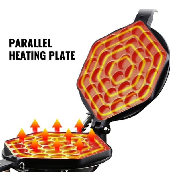 1,4Kw kommersiell elektrisk äggvåffelmaskin, parallell uppvärmning, 180° rotation, exakt temperatur- och tidskontroll