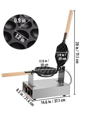 1,4Kw kommersiell elektrisk äggvåffelmaskin, parallell uppvärmning, 180° rotation, exakt temperatur- och tidskontroll