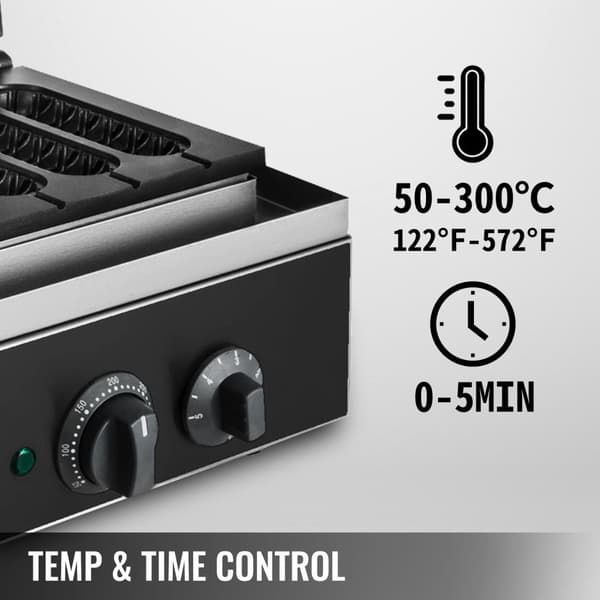1500W elektrisk korvvåffelmaskin, effektiv och snabb uppvärmning, exakt temperatur- och tidskontroll, genomtänkta detaljer