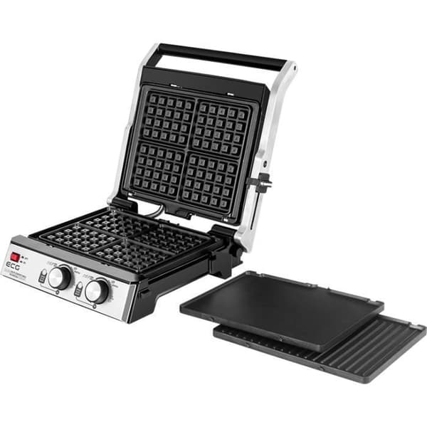 Grillkontakt och våffeljärn ECG - KG 2033 Duo - 2000 W - 4 tillagningslägen - Vändbara plattor - 2 oberoende termostater