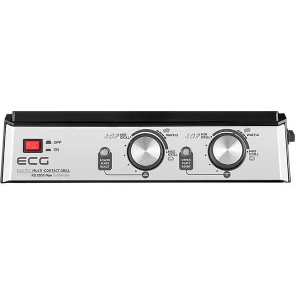 Grillkontakt och våffeljärn ECG - KG 2033 Duo - 2000 W - 4 tillagningslägen - Vändbara plattor - 2 oberoende termostater