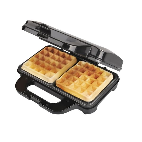 Vaffeljern - 1000W - til 2 store vafler - non-stick belægning - rustfrit stål