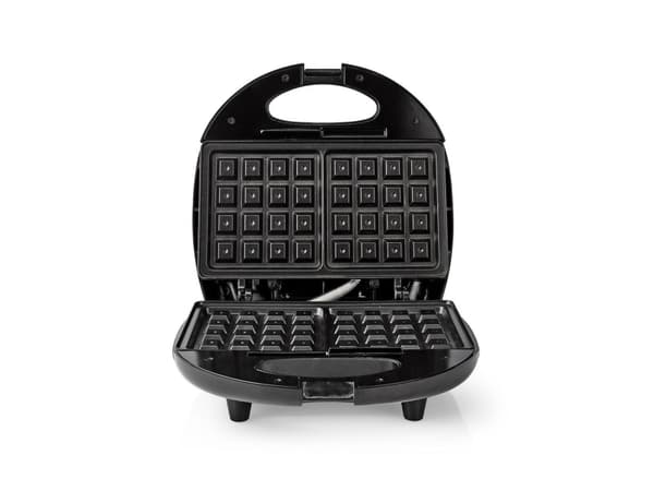 Nedis KAWP200BK, 2 våffla/våfflor, Rektangulär, Svart, Silver, Gjuten aluminium, Plast, Energiljus, 750 W