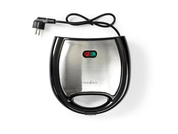 Nedis KAWP200BK, 2 våffla/våfflor, Rektangulär, Svart, Silver, Gjuten aluminium, Plast, Energiljus, 750 W