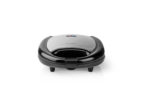 Nedis KAWP200BK, 2 våffla/våfflor, Rektangulär, Svart, Silver, Gjuten aluminium, Plast, Energiljus, 750 W