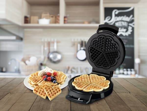 Trisa Waffle Pleasure, 1 våffla/våfflor, Hjärta (form), Svart, Silver, 16 cm, 0,9 m, 1000 W