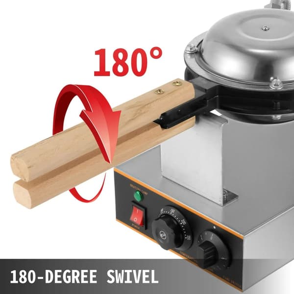 1,4kw elektrisk ägg våffelmaskin, parallell uppvärmning, 180 graders rotationsdesign, exakt temperatur- och tidskontroll