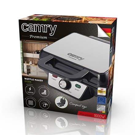 Camry | CR 3046 | Våffelbryggare | 1600 W | Antal bakverk 2 | Belgien | Svart/rostfritt stål