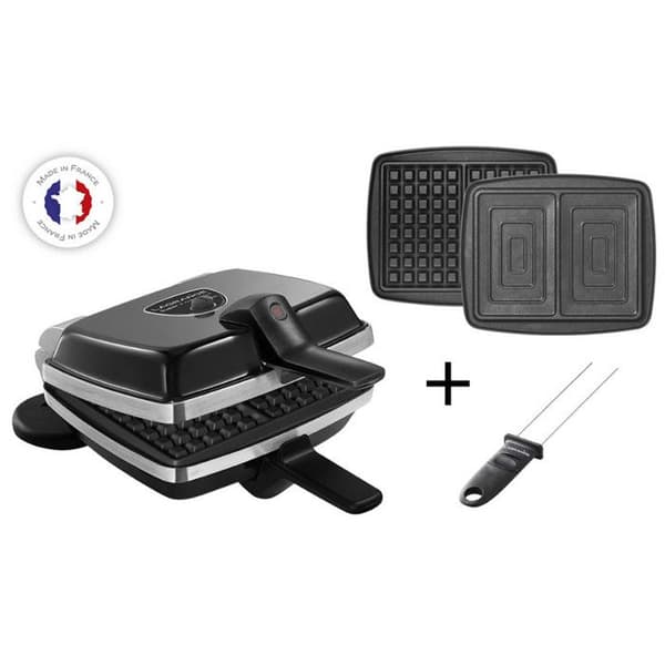 Vändbar våffelbryggare - LAGRANGE - 39426 - 2 våfflor - 2 smörgåsar - Dubbellagers non-stick