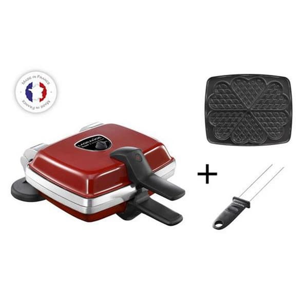 Våffelmaskin - LAGRANGE - 39514 - Vändbar - 6 hjärtformade våfflor - Dubbellagers non-stick