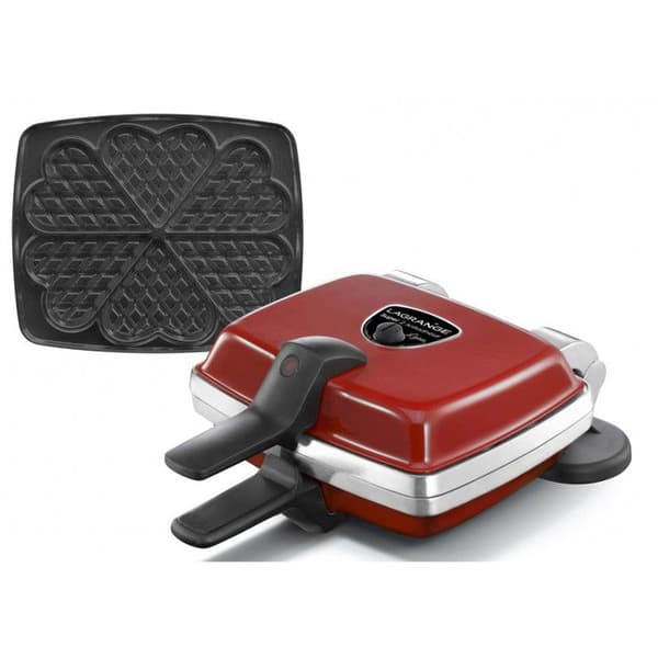Våffelmaskin - LAGRANGE - 39514 - Vändbar - 6 hjärtformade våfflor - Dubbellagers non-stick