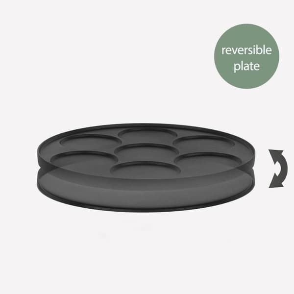 HKOENIG crepe maker - KREP56 - Avtagbar vändbar tallrik - Matlagningsyta 33 cm - 1500W - Svart/stål