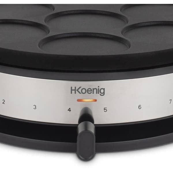 HKOENIG crepe maker - KREP56 - Avtagbar vändbar tallrik - Matlagningsyta 33 cm - 1500W - Svart/stål
