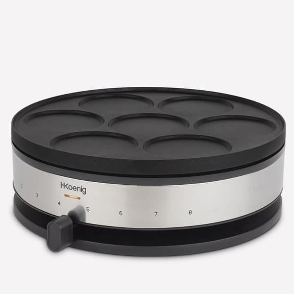 HKOENIG crepe maker - KREP56 - Avtagbar vändbar tallrik - Matlagningsyta 33 cm - 1500W - Svart/stål