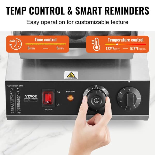 Elektrisk Vaffeljern, 500W Effekt, Temperaturkontrol, Non-Stick Overflade