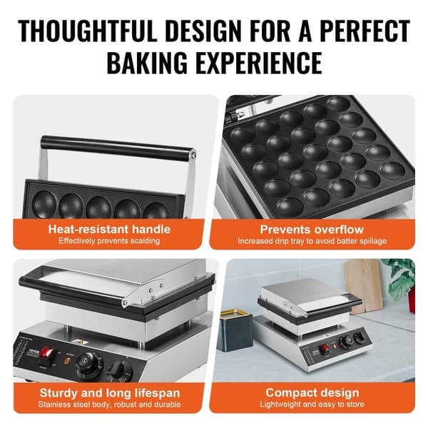 Elektrisk Vaffeljern, 500W Effekt, Temperaturkontrol, Non-Stick Overflade