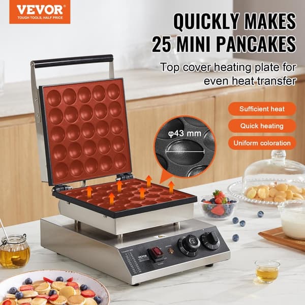 Elektrisk Vaffeljern, 500W Effekt, Temperaturkontrol, Non-Stick Overflade