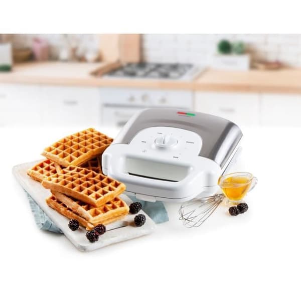 DOMO DO9222W - Våffeljärn - 900W - 4x7 cm - Non-stick beläggning - Justerbar termostat - Säkerhetslås