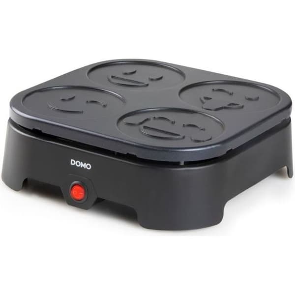 Crépière DOMO - 4 crêpes - Emoji-mönster - non-stick beläggning - 600w - l31 x b34 x h13 cm