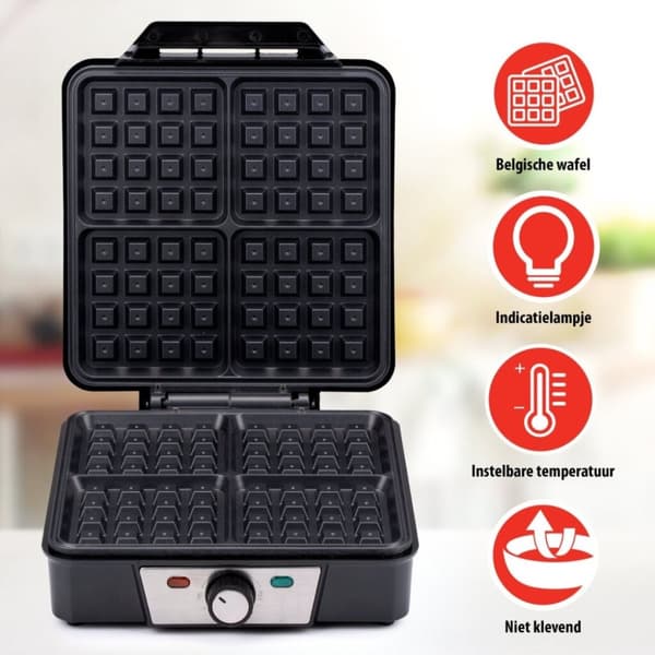 Alpina Waffle Iron Bryssel Waffles Non-stick beläggning 4 våfflor 1200W