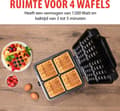 Miniatyrbild 2 av 8: Alpina Waffle Iron Bryssel Waffles Non-stick beläggning 4 våfflor 1200W