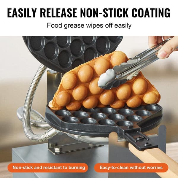 Kommersiel Vaffeljern, Non-Stick Overflade, Rotérbart Design, 1400W Effekt