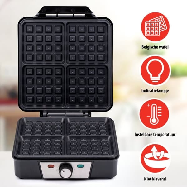 Alpina Waffle Iron Bryssel Waffles Non-stick beläggning 4 våfflor 1200W